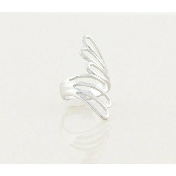 Sterling Silver Fan Ring Long Finger Ring size 8 1/4 - Picture 4 of 7